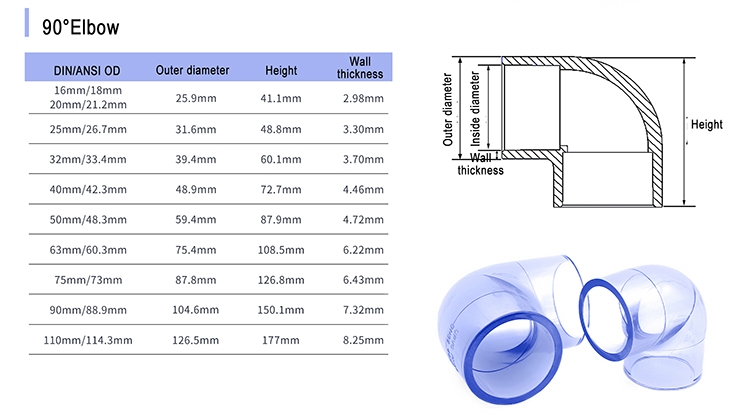 UPVC CLEAR 90° ELBOW