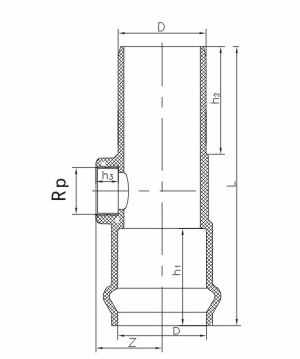 ONE FAUCET ONE INSERT COPPER SCREW TEE