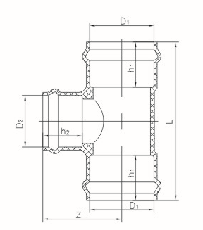 UPVC THREE FAUCET REDUCING TEES DIN